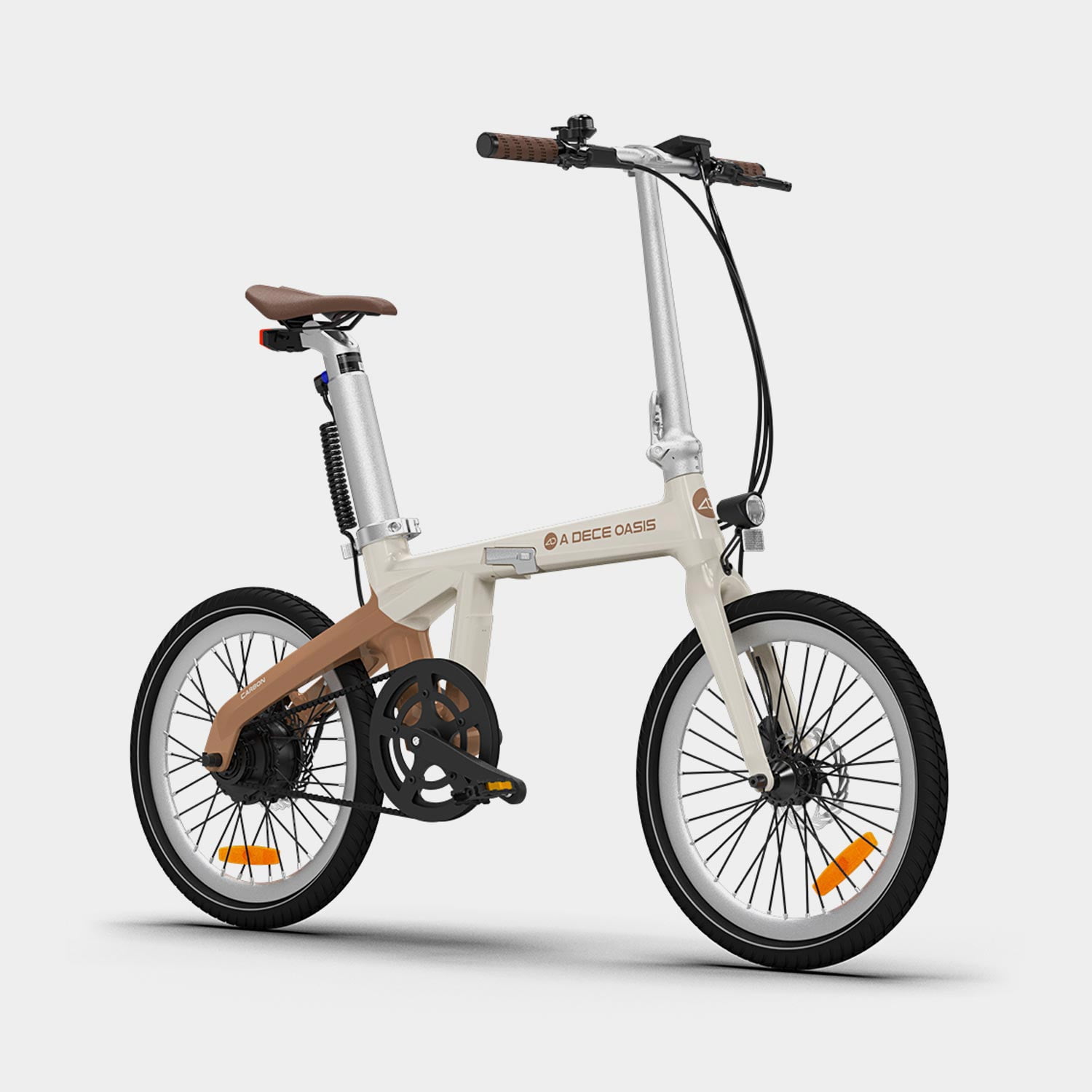 ADO Air Carbon: das leichte Faltrad soll nur 12,5 kg wiegen – inklusive E-Antrieb! 6 ADO Air Carbon Lightweight Carbon Folding E Bike Amble Latte 2024 1