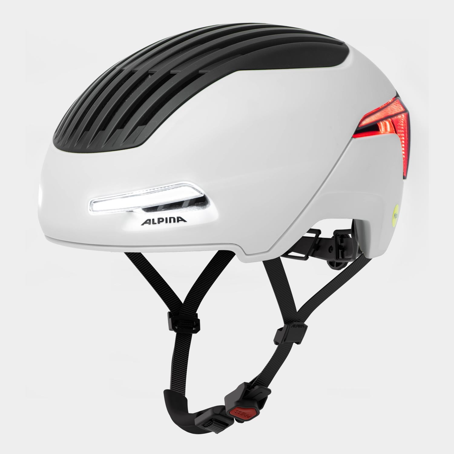 Sichtbarkeit bringt Sicherheit: Alpina Brighton-Fahrradhelm mit Frontlicht, Rücklicht und automatischem Bremslicht 4 Alpina Brighton Mips Fahrradhelm 2023 White Design Helmet
