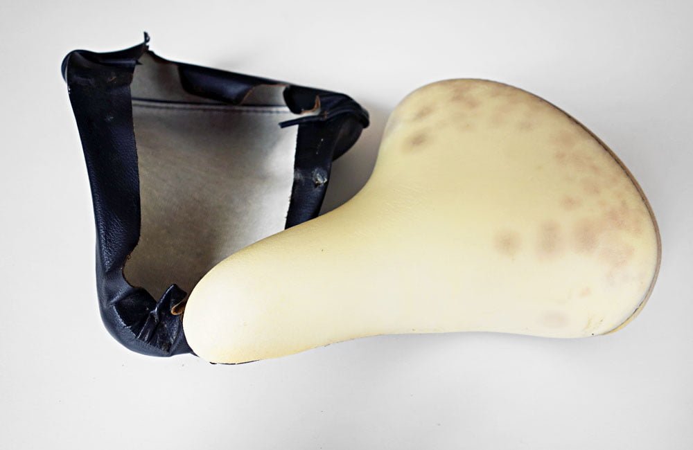 DIY Fahrrad Sattel Neu Ueberziehen Beziehen Leder Bezug 02