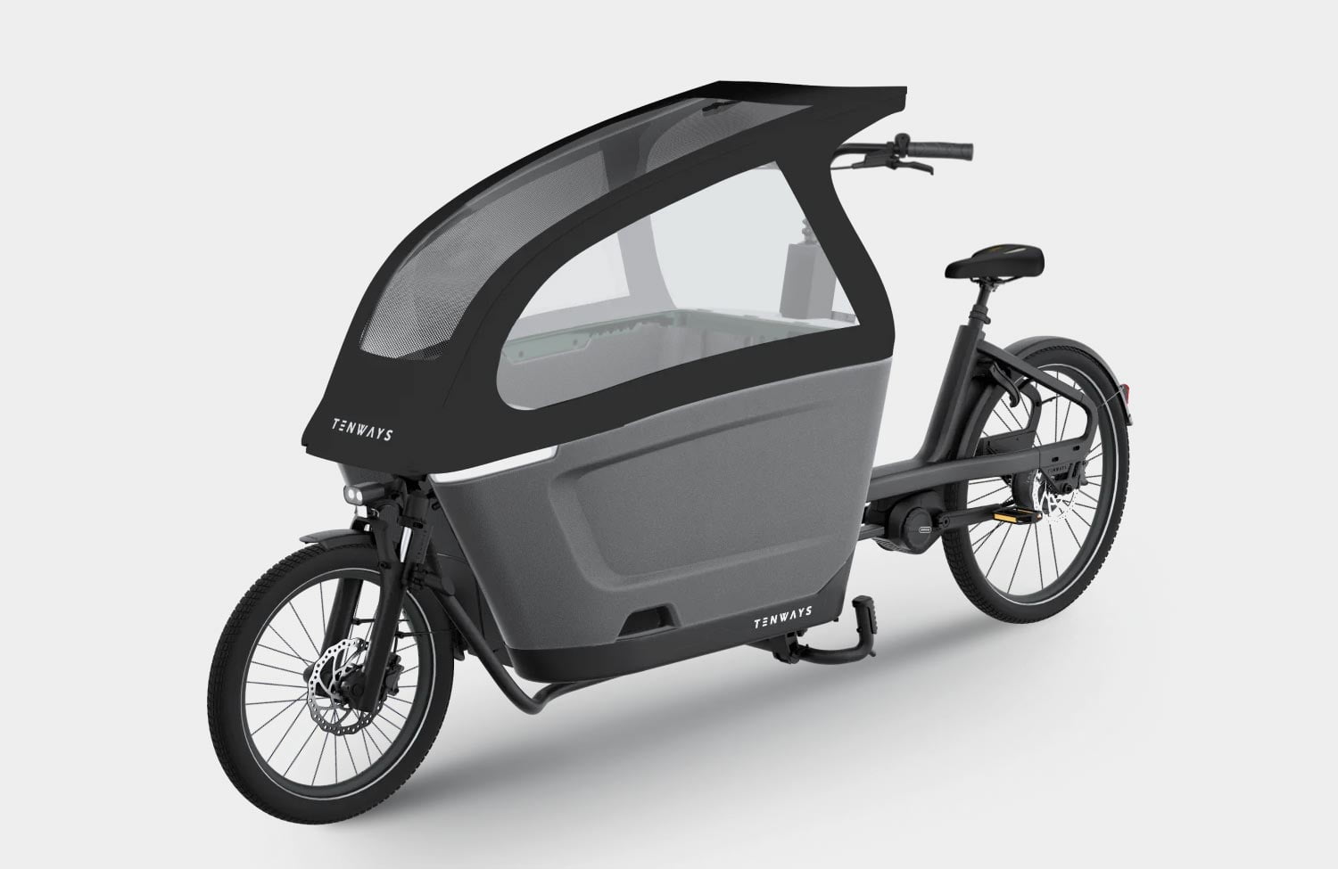 Familien-Lastenrad mit Top-Ausstattung zum fairen Preis: Das Tenways Cargo One im ersten Test 12 Tenways Cargo One Test Review Long John Lastenrad Regen Cover