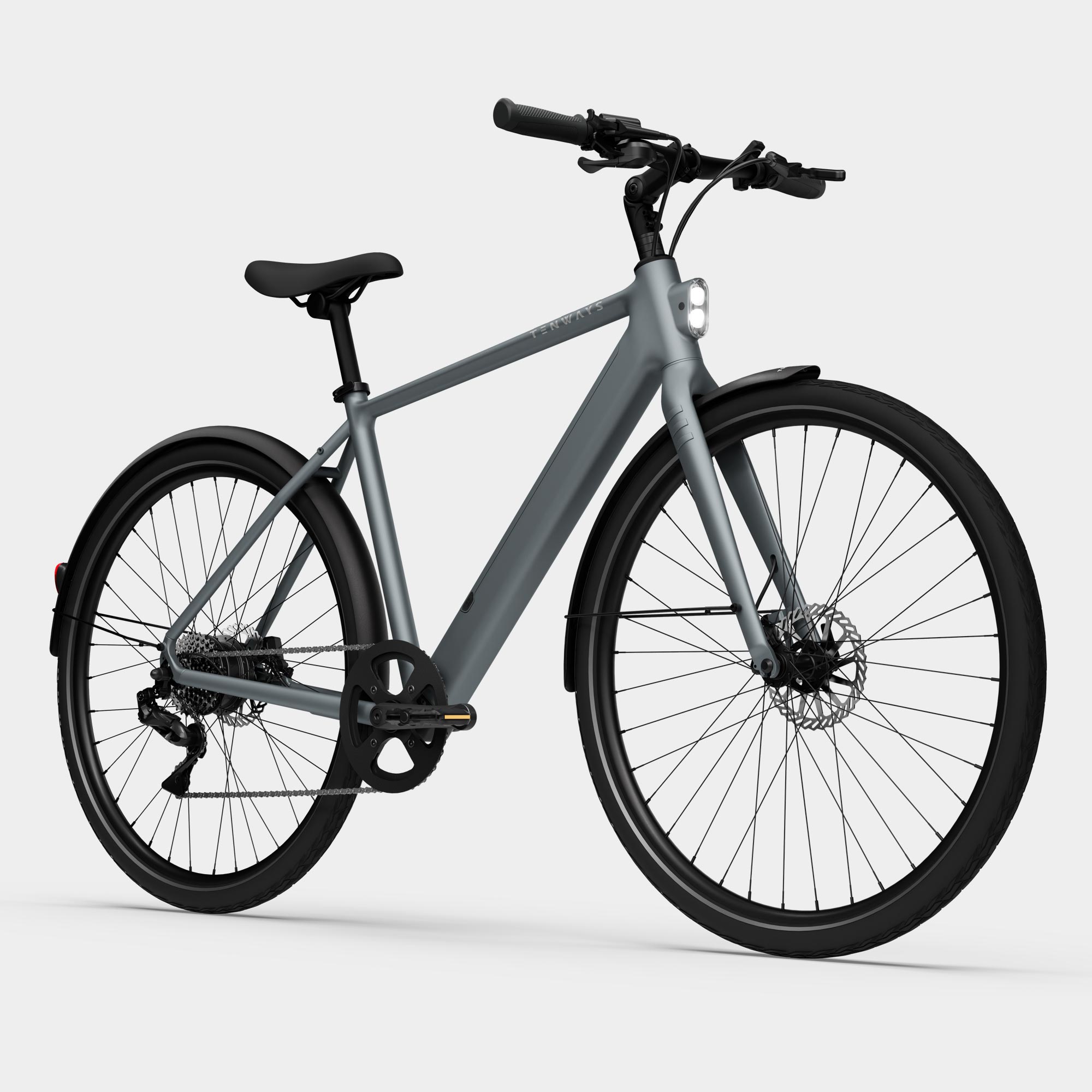 Tenways CGO 600 Plus: The lightweight and affordable urban e-bike is available with a chain and gears now 1 Tenways CGO 600 Plus Urban E Bike Pebble Grey Front