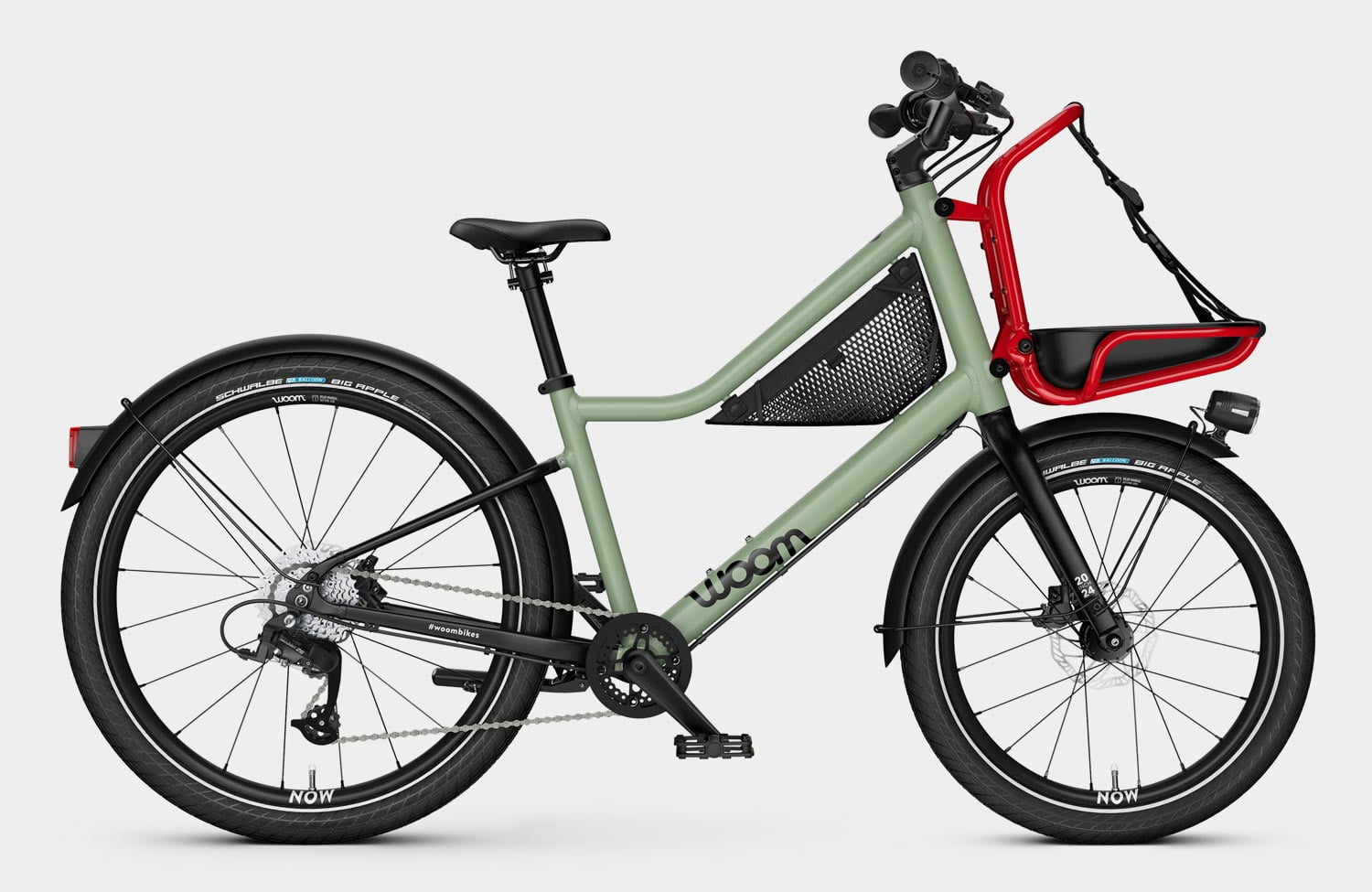 Woom NOW: urbanes Kinder- und Jugendrad mit großem Front-Gepäckträger 1 Woom Now Kids Teens Urban Bike Moss Green